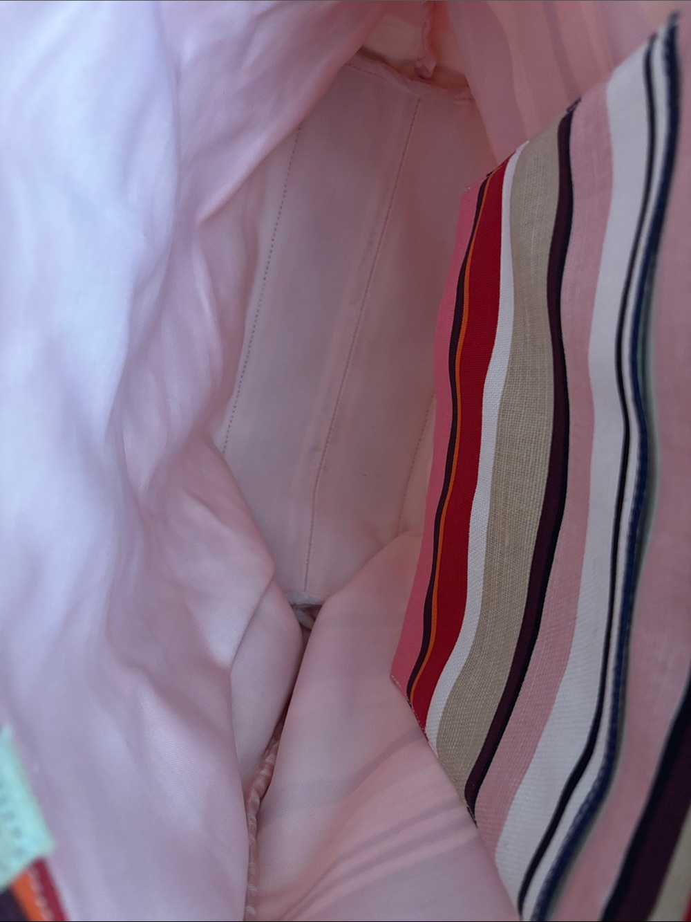 Kate Spade "On Purpose" Pink Multi-Stripe Tote Bag With Bow Accent - Picture 4 of 4